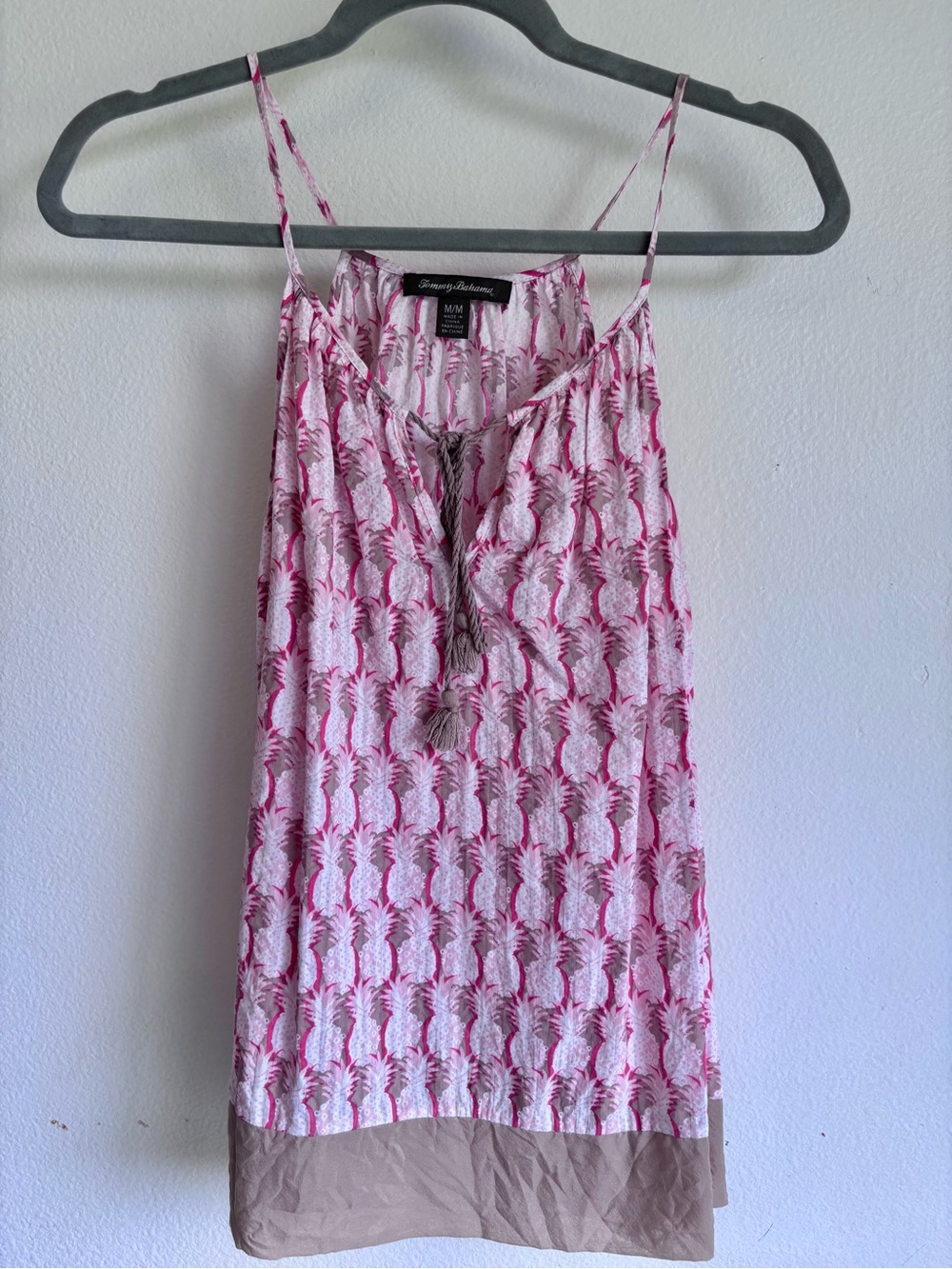 Tommy Bahama Pineapple Print Halter Tank Top Camisole with Tassel Ties size Med